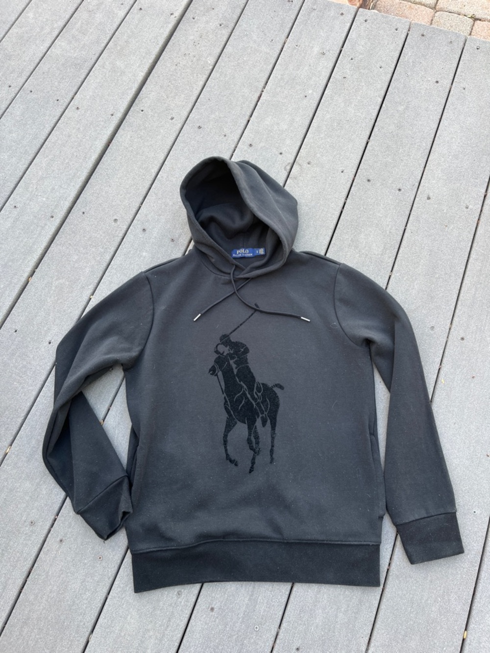 Polo by Ralph Lauren Black Big Pony Pullover Hoodie size S